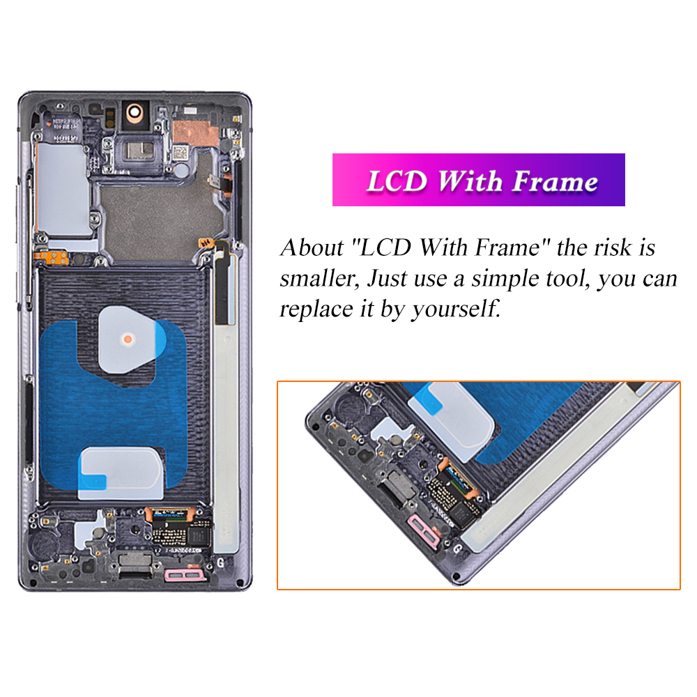 Super AMOLED LCD 6.7 '' Display Note 20 voor Samsung Note20 N980 N980F SN980F/DS LCD Touchscreen met framedigitizer reparatie