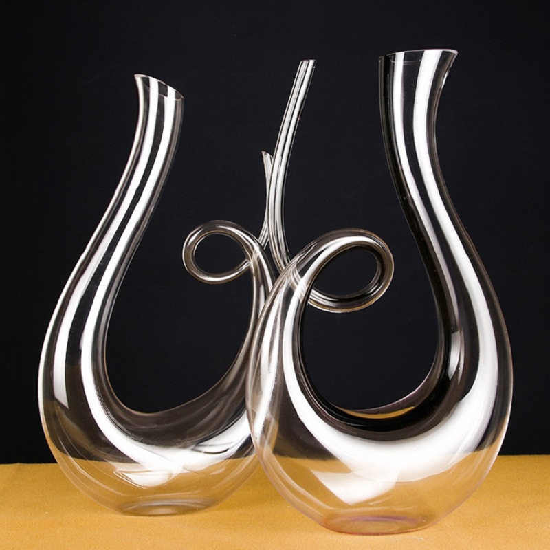 Handgjord kristall 1500 ml spiralglas av vin Brandy Decanter Gift Harp Swan Decanter Separator Glass Jug Pourer Aerator Set