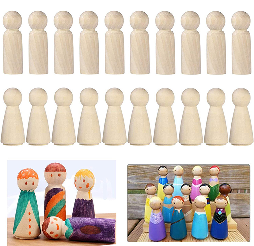 2/5/Holzstiftpuppen Natural unvollendete Holzpuppen Figuren Boy Girl Dolls für DIY -Kunsthandwerk Kinder Malerei Dekoration