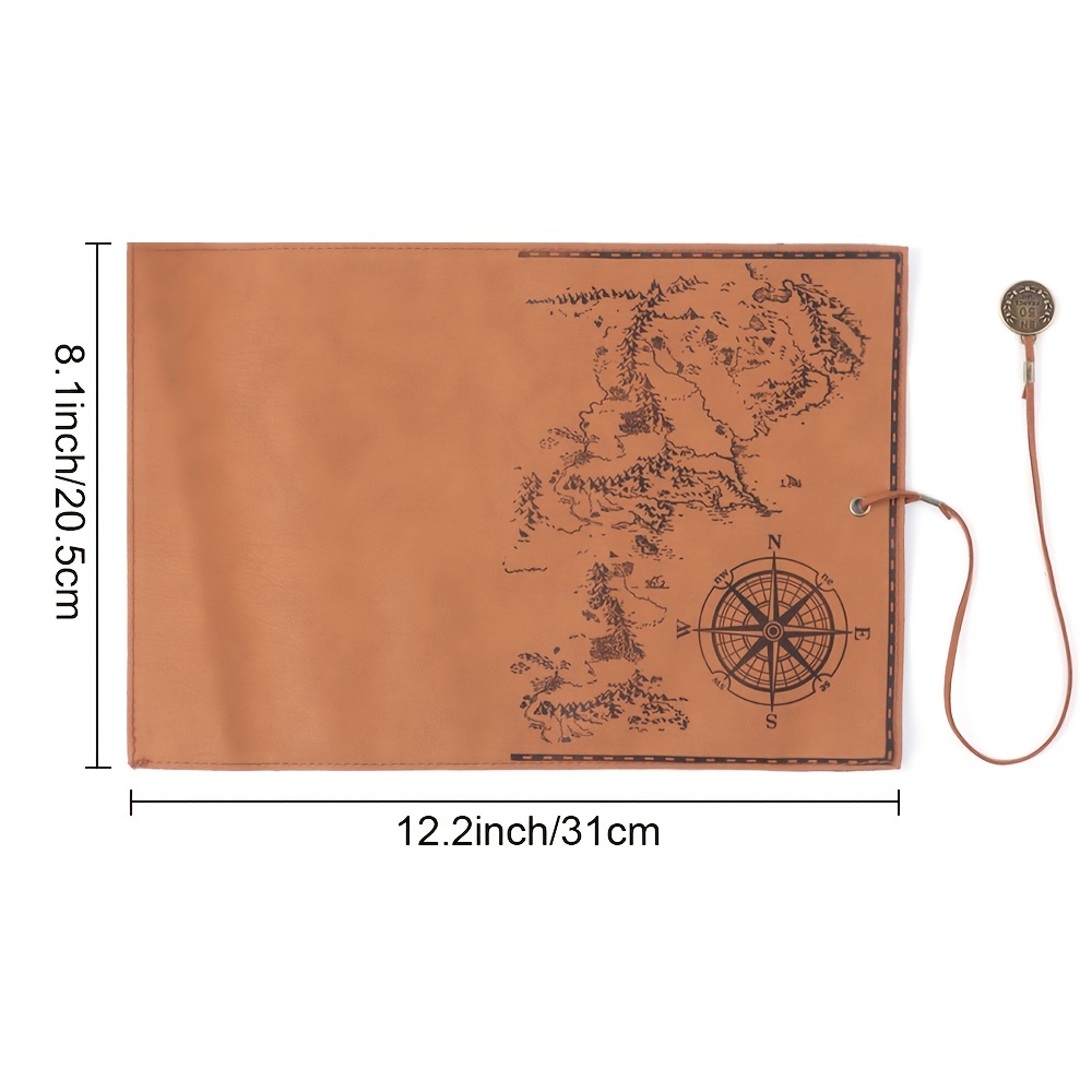 Mapa del tesoro retro Mapa de rollo de lápiz PU Leather Gran capacidad Bag Bag Cincel Papel Pencycase Suministros de papelería de la escuela