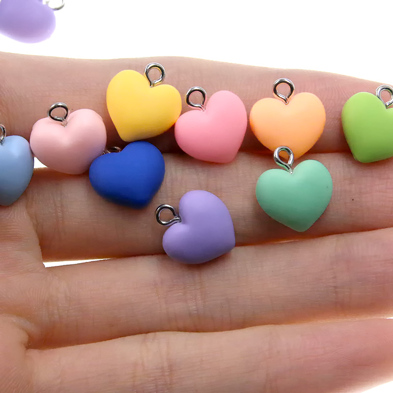 lindo amuletos 3D Corazón de resina Hallazgos de bricolaje kawaii llavero pulseras joyas colgantes haciendo accessoi