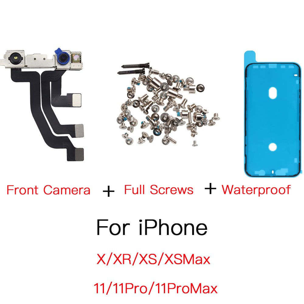 Câble flexible de la caméra frontale avec vis complètes réglées pour iPhone X XR XS 11 11pro Max et remplacement du ruban imperméable Aucun ID de visage