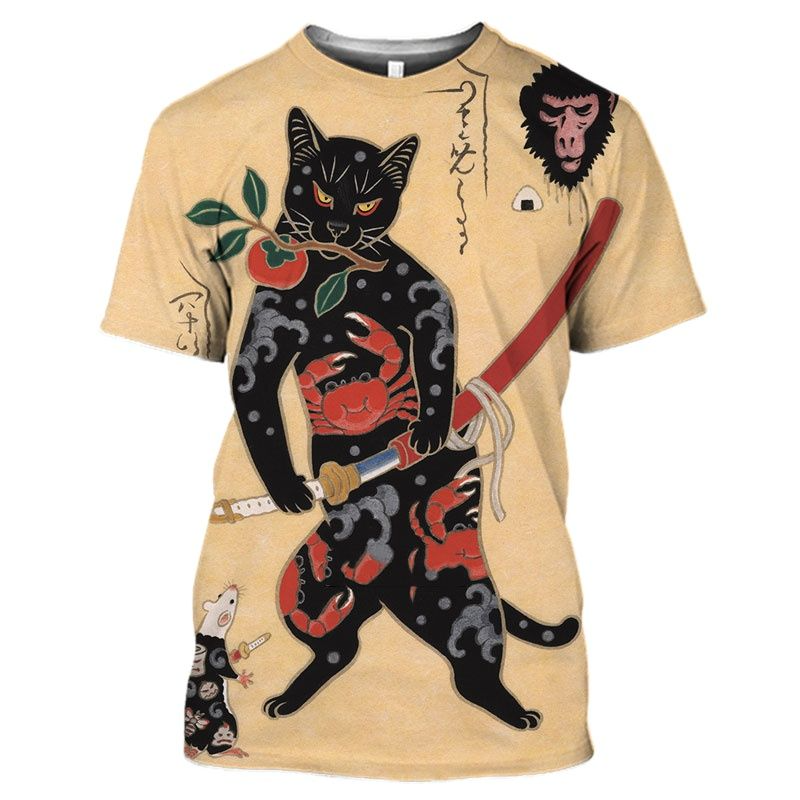Vintage T-shirt samuraj cat