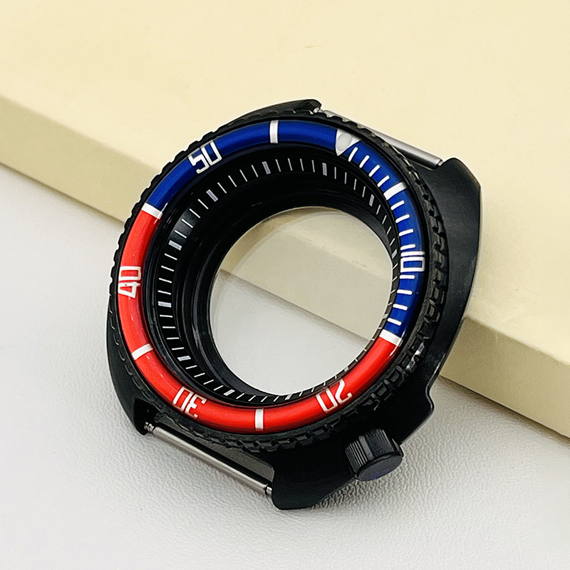 44mm Mod Black Seiko 6105 Watch Cases Fit NH35 NH36 7S26 Movement 28,5mm Dial Sea Turtle Abalone Captain Willard Man Watch Parts