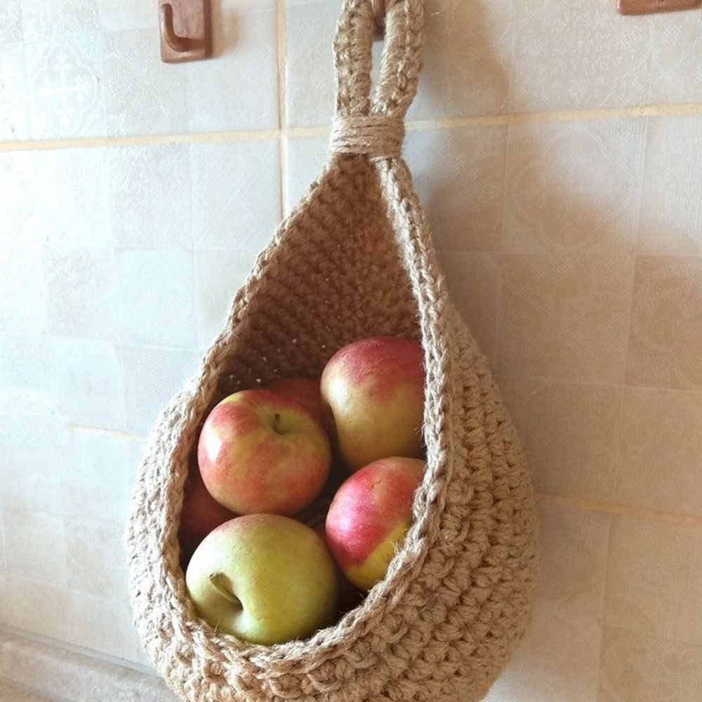 Natural Jute Woven Hanging Baskets Vegetable Fruit Baskets Fruit Baskets For Kitchen Table Wall Hanging Sundries Storage Basket