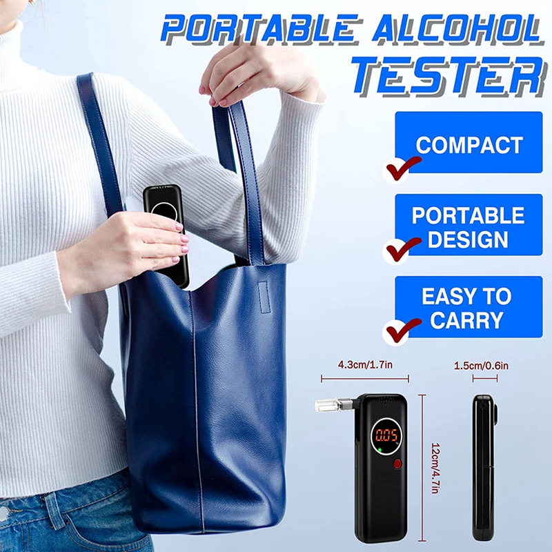 Alcohol Tester With Blowing Nozzle, Quick Test High Accuracy Alcohol Detector Digital Breathalyzer Alcoholmeter For Car Drive