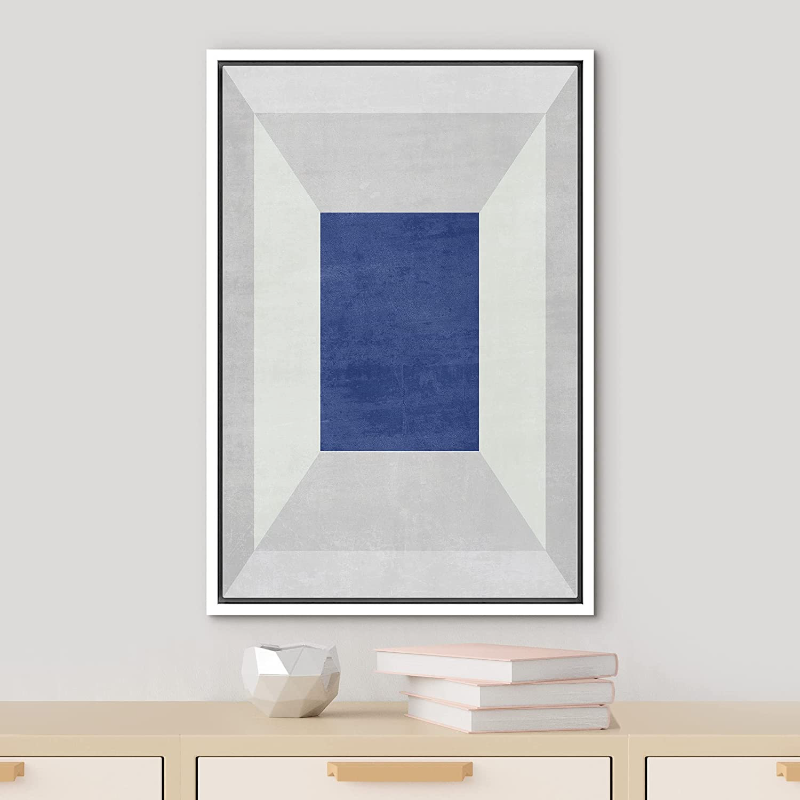 Canvas Print Wall Art 3D Effect Surreal Blue Square Abstract Geometric Illustrations Modern Art Poster Minimalist Boho Decor