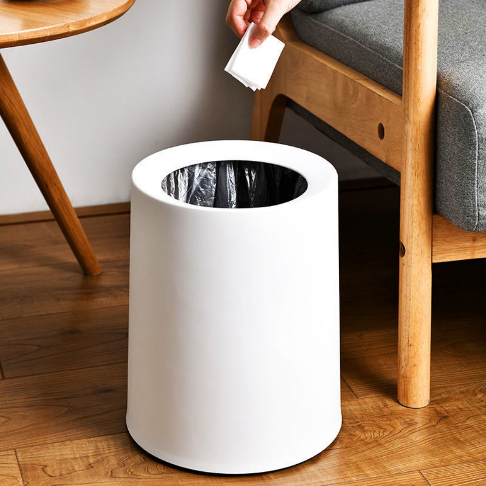 Nordic Trash Can, Double Deck Household, Simple Living Room, Bedroom, Kitchen, Bathroom, Office, Creative Toilet, Circular Cylin