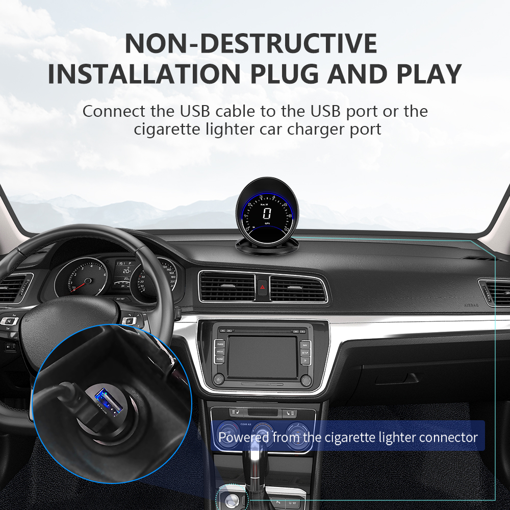 ZQKJ G6 HUD GPS -system för alla bilhuvud Display Digital Speedometer Auto Electronics Accessories Speeding Alarm LCD -skärm