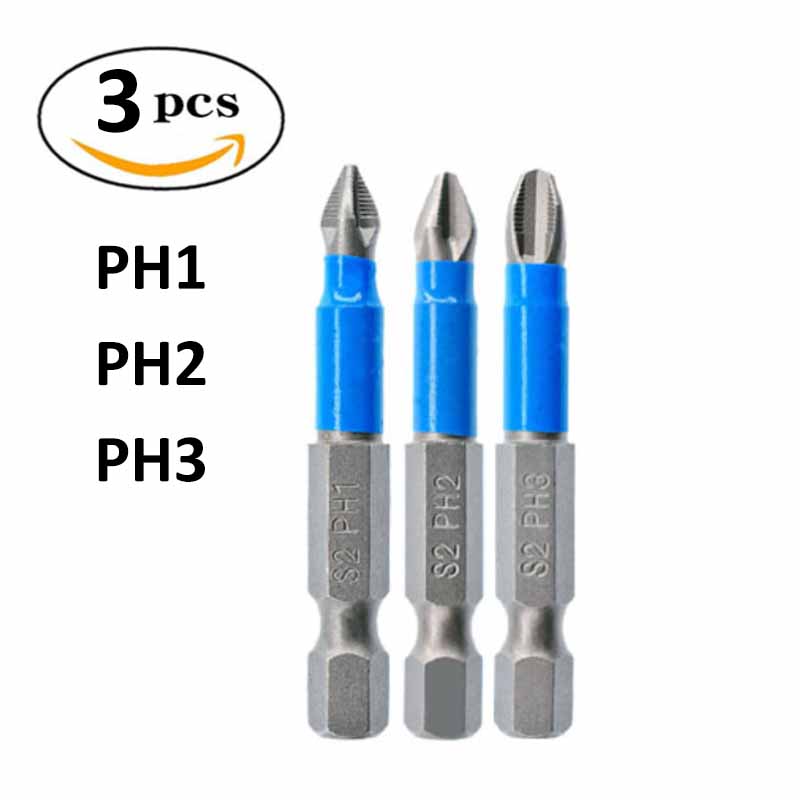 Bits Phillips Bit de tournevis anti-glissement à têtes monométique forte PH1 PH2 PH2 PH3 PZ1 PZ2 PZ3 50 mm Longueur