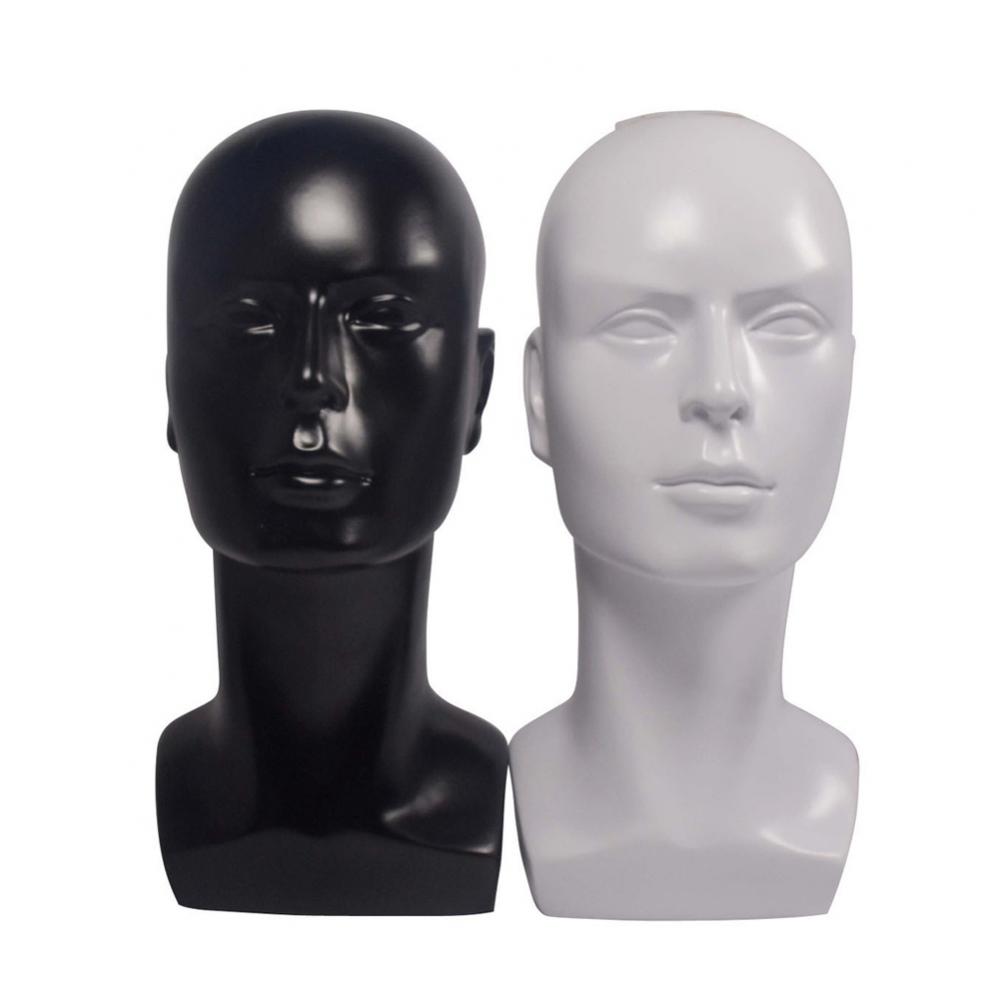 Modèle de tête de mannequin en plastique Black blanc multi-usage masque de masque de masque.