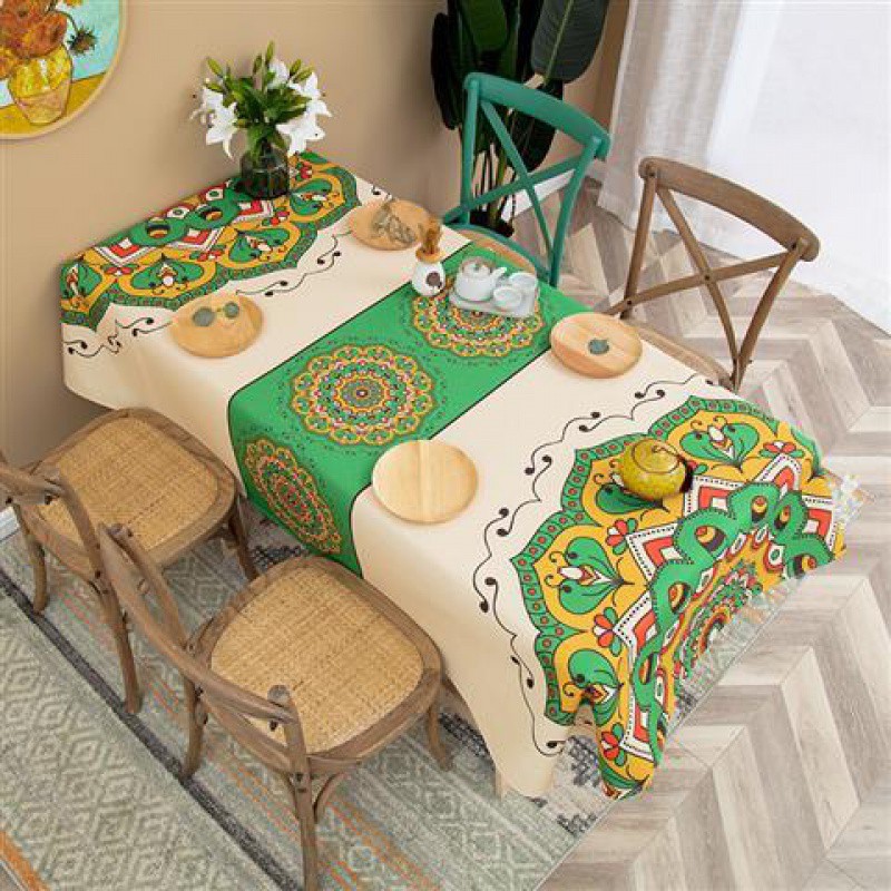 Bohemian Ethnic Print Desk Tyg soffbord bordsduk rektangel café bordduk bord täcker bröllopsdekor nappe de tabell