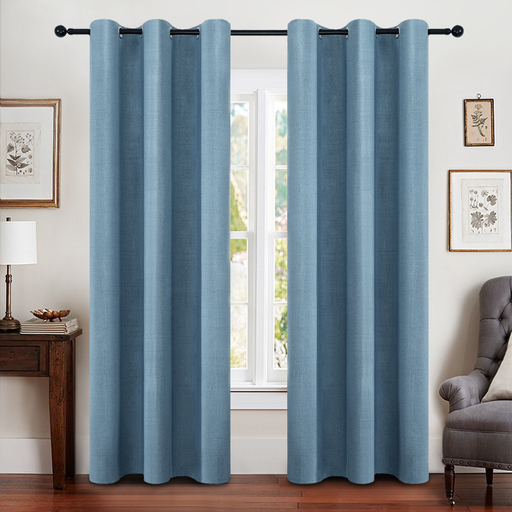 310cm Height 100% Blackout Faux Linen Modern Living Room Bedroom Thermal Insulated Window Curtain Fabric Blackout Curtains