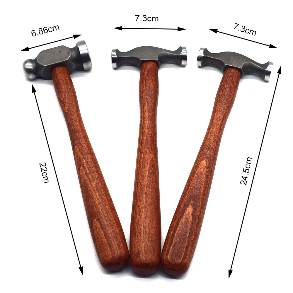 Double Head Smooth Planishing Chasing Hammer with Wooden Handle Jewelry Tool Forging Hammer for Jewelers Silversmith