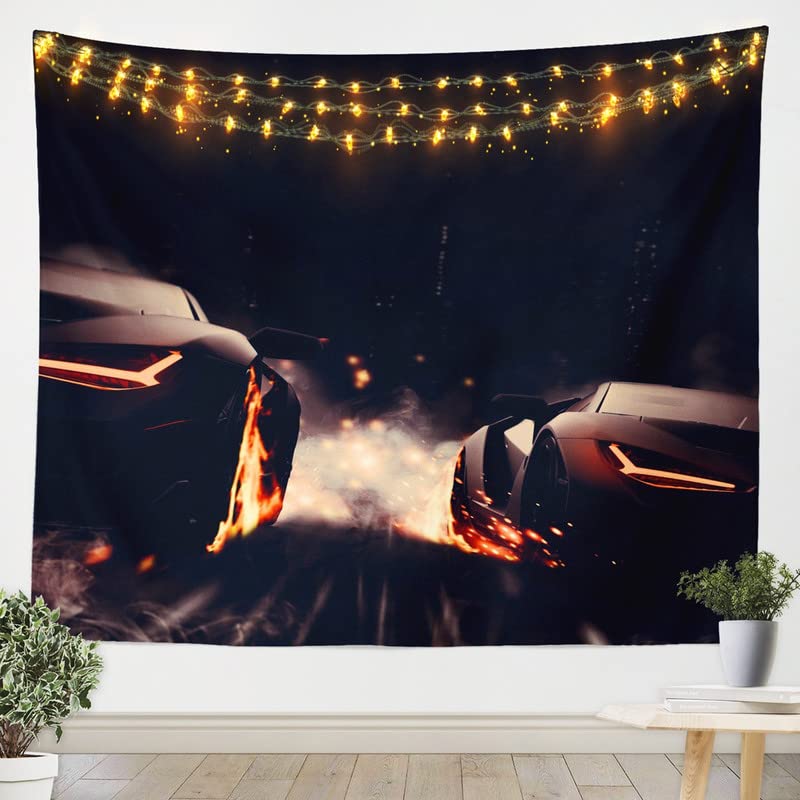 Racing Car Tapestry Racing Game Wall Blanket Speed Car Extreme Sports Tapestry Wall Hanging for Boys Kids Car Theme Room Decor