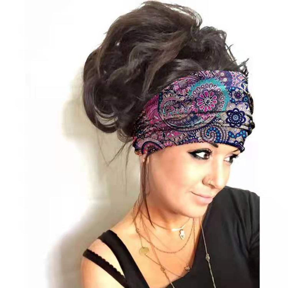 Womens Running Soft Wide Hairband Yoga Elastic Stretch Headband Turban Head Wrap