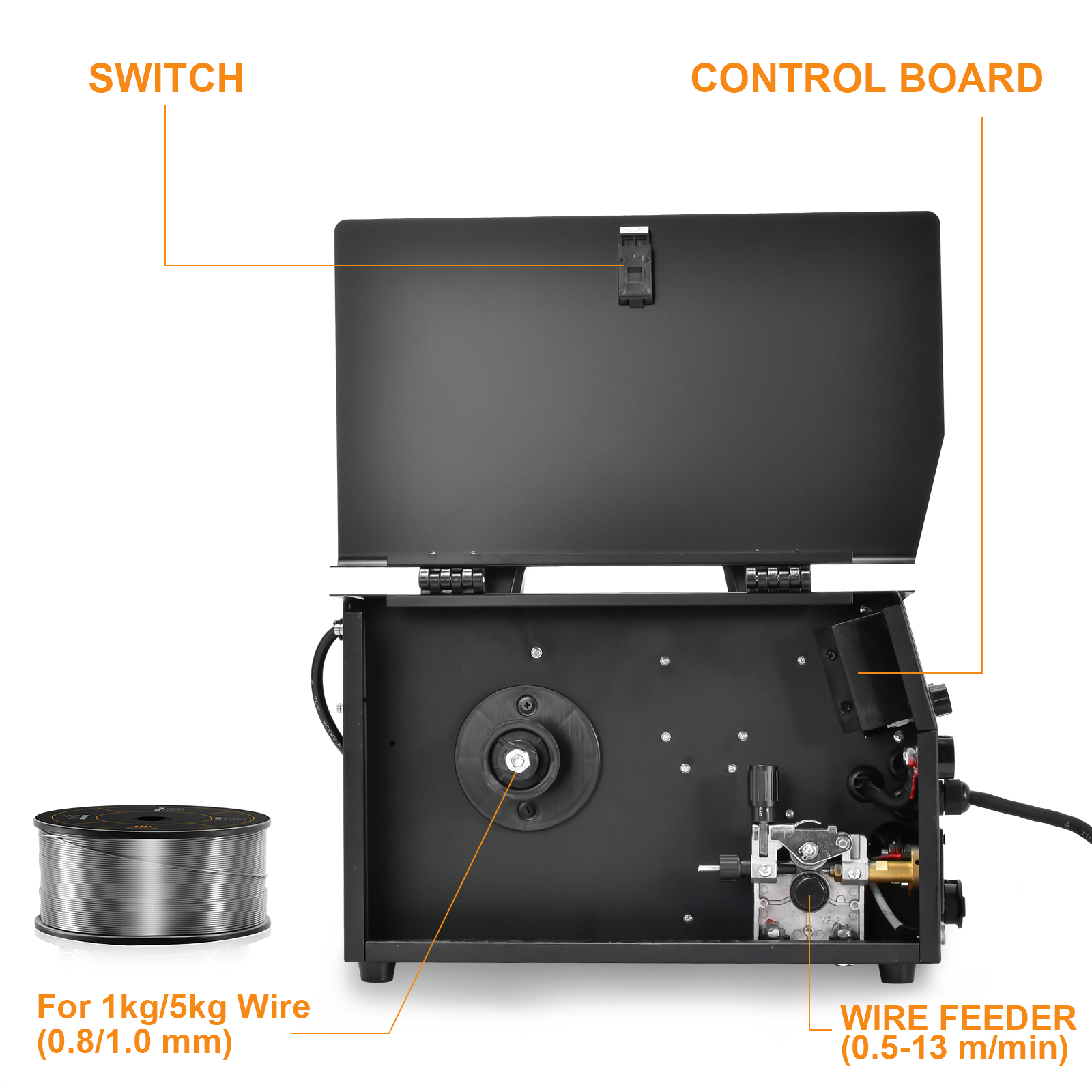 Hzxvogen 5 in 1 Plazma Kesici Kaynakçıları Dijital Ekran 220V Kesim/MMA/Gaz/Gaz Olmayan MIG/ASSAK TIG Inverter Kaynak Makinesi 1/5 Kg Telli