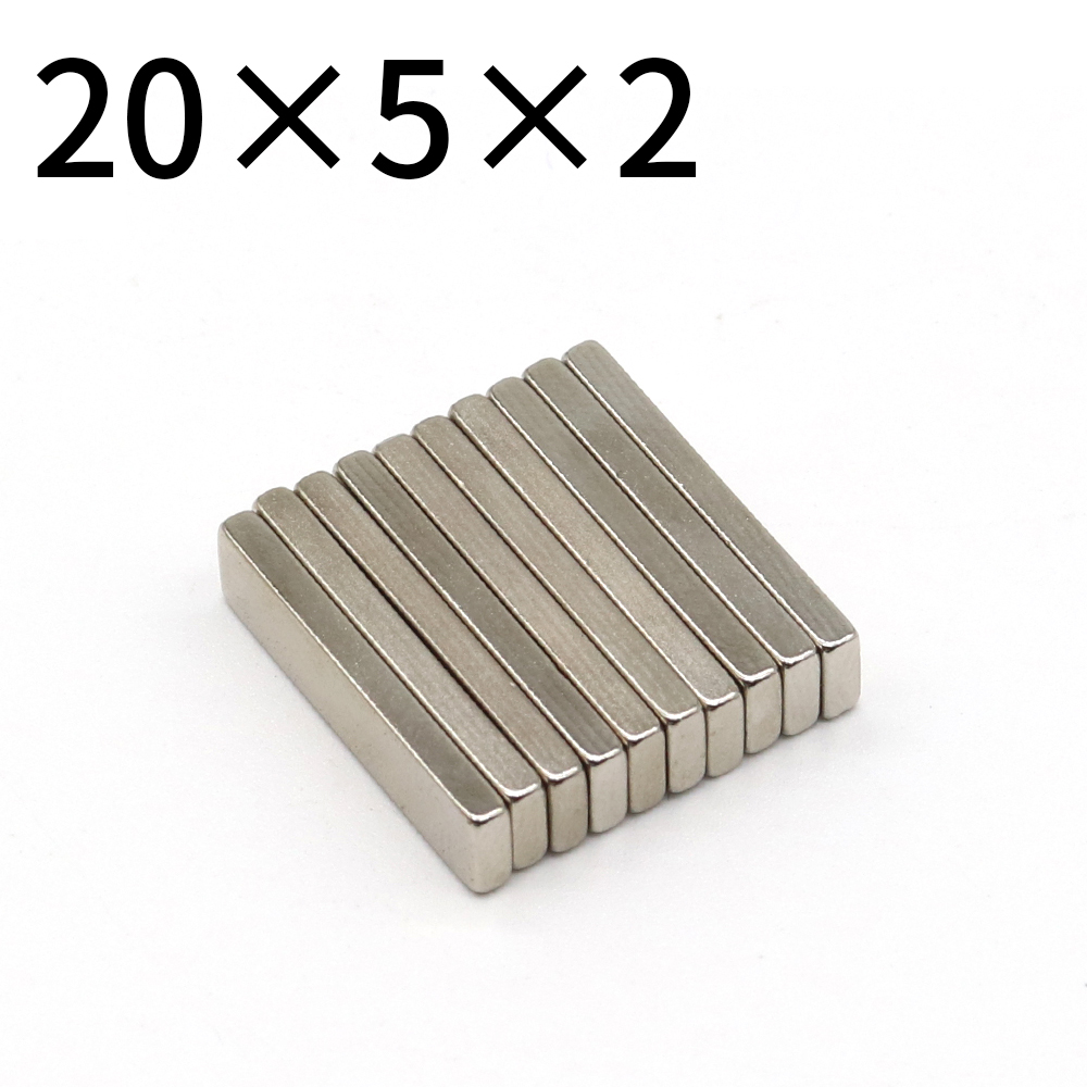 10/20/50/100 szt. 20x5x2 mm blok NDFEB Neodymum Magnet N35 Super potężne imany stałe magnetyczne 20*5*2