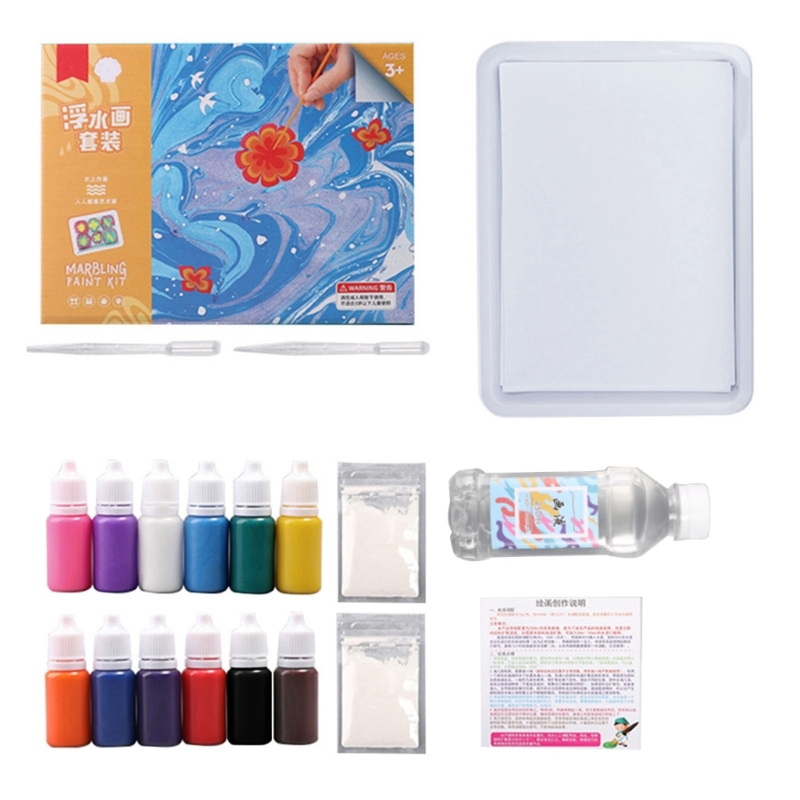 Water Marble Painting Kit for Boy Girl Art Project Activities Non-Toxic 6/