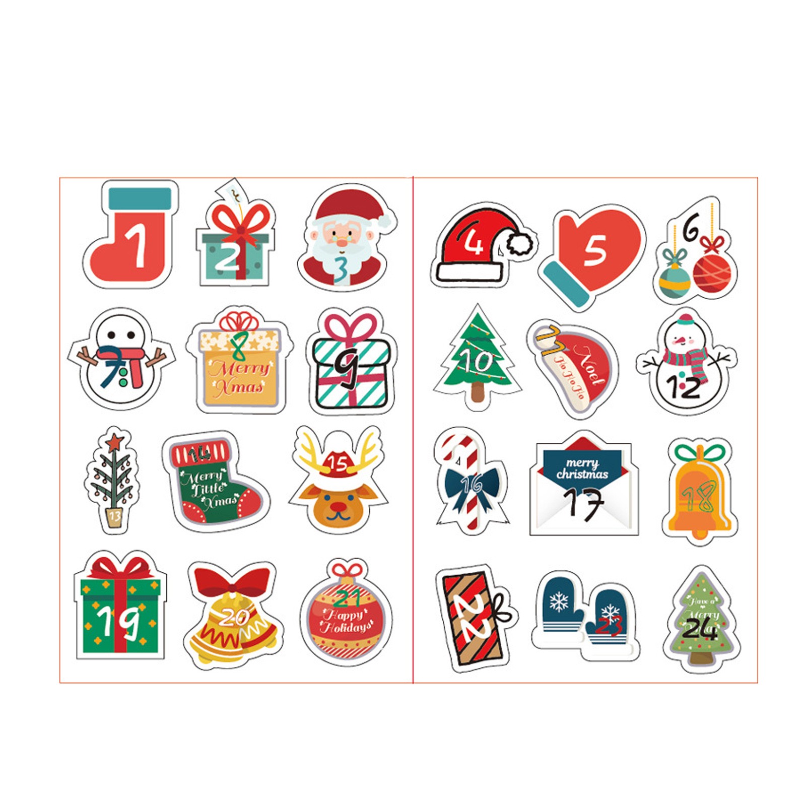 Julklistermärke nummer 24 Countdown Sticker Santa Snowman Wall Sticker