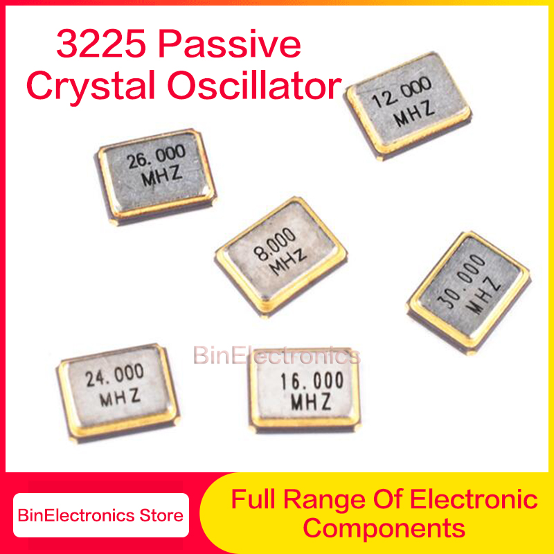 3225 Oscillateur de cristal passif SMD 3,2 * 2,5 mm 12 MHz 16 MHz 20 24 25 26MHz 27MHz 30MHz 32 MHz 40MHz Résonateur passif Quartz