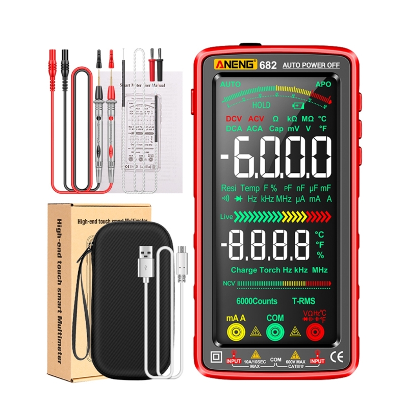 Multimeter AC-DC Volt-Current Kapacitans Temperaturmätare Data Håll Lampe