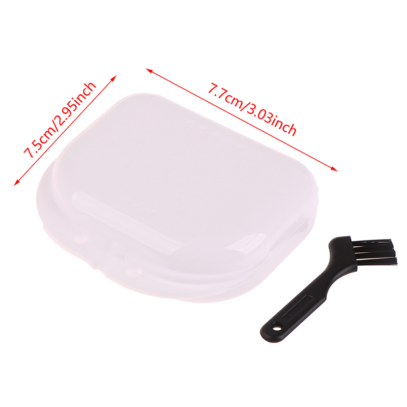 Fake Teeth Orthodontic Case Dental Retainer Mouth Guard Denture Storage Plastic Box Oral Hygiene Supplies Organizer With Brush