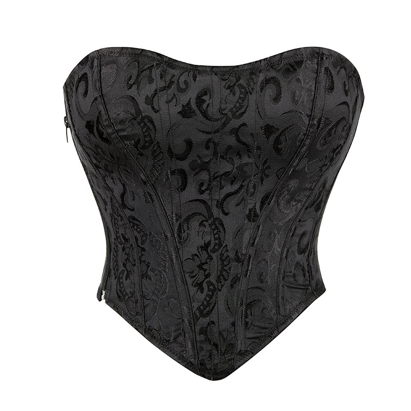 Corsets sexy tops crop bustiers femmes femmes gothiques brocade tropbust corset zip vintage style corselet overbust dames plus taille