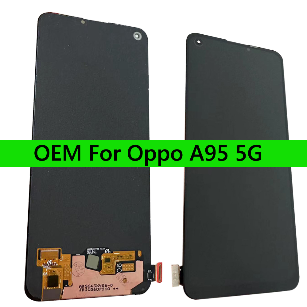 100% Ny OEM OLED LCD Display Pantalla Replacement för Oppo A95 5G PELM00 Touch Screen Digitizer Parts Complete