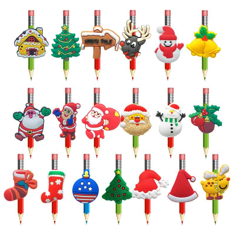 Straw Christmas Toppers Pvc Pencil Cap Pen Cover Pen Stands Case Studenti Studenti di cancellazione Straw STETHOSCOPI