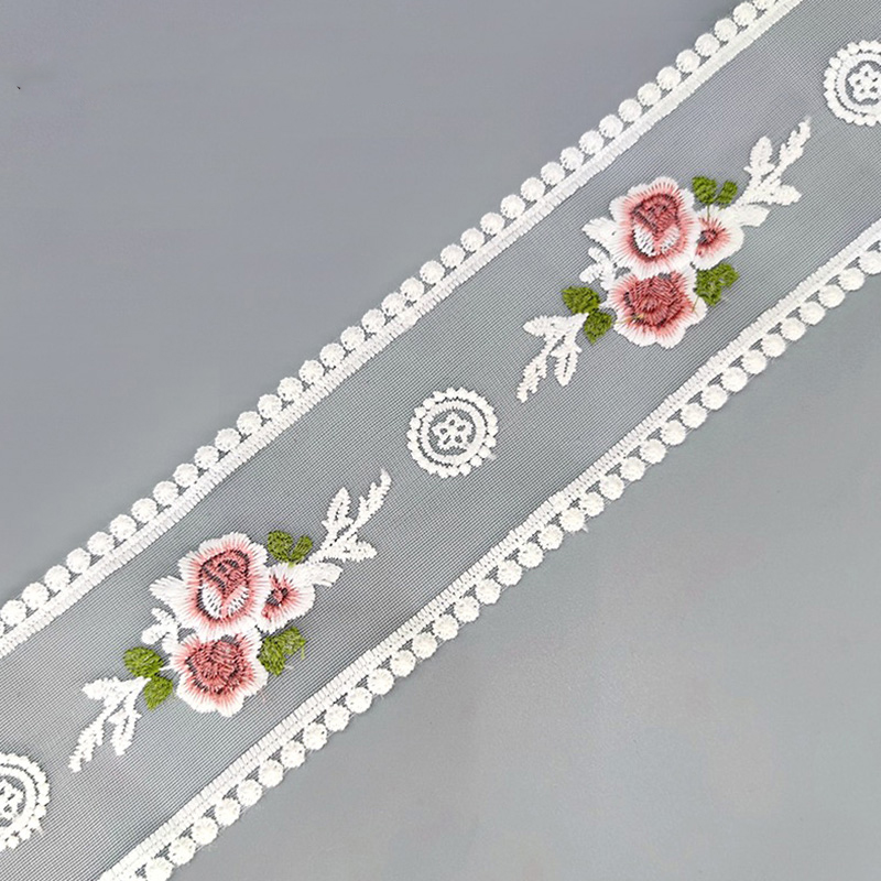 1 Yards 8,5 cm Beige bestickte Spitzenverkleidungen Vintage Rose Blume Hohlhöhle geschnitzte Mesh -Zutaten Nähen auf Patch Hochzeit Applizes DIY