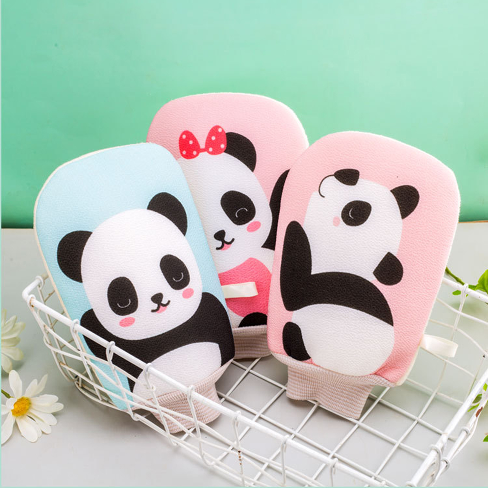 Cute Panda Exfoliating Shower Gloves Bath Massage Cleaning Tool for Body Bathroom Accessories