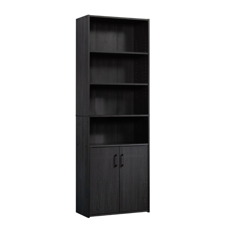 主力の伝統的な5棚の本棚ドア付き、黒い本の棚家具