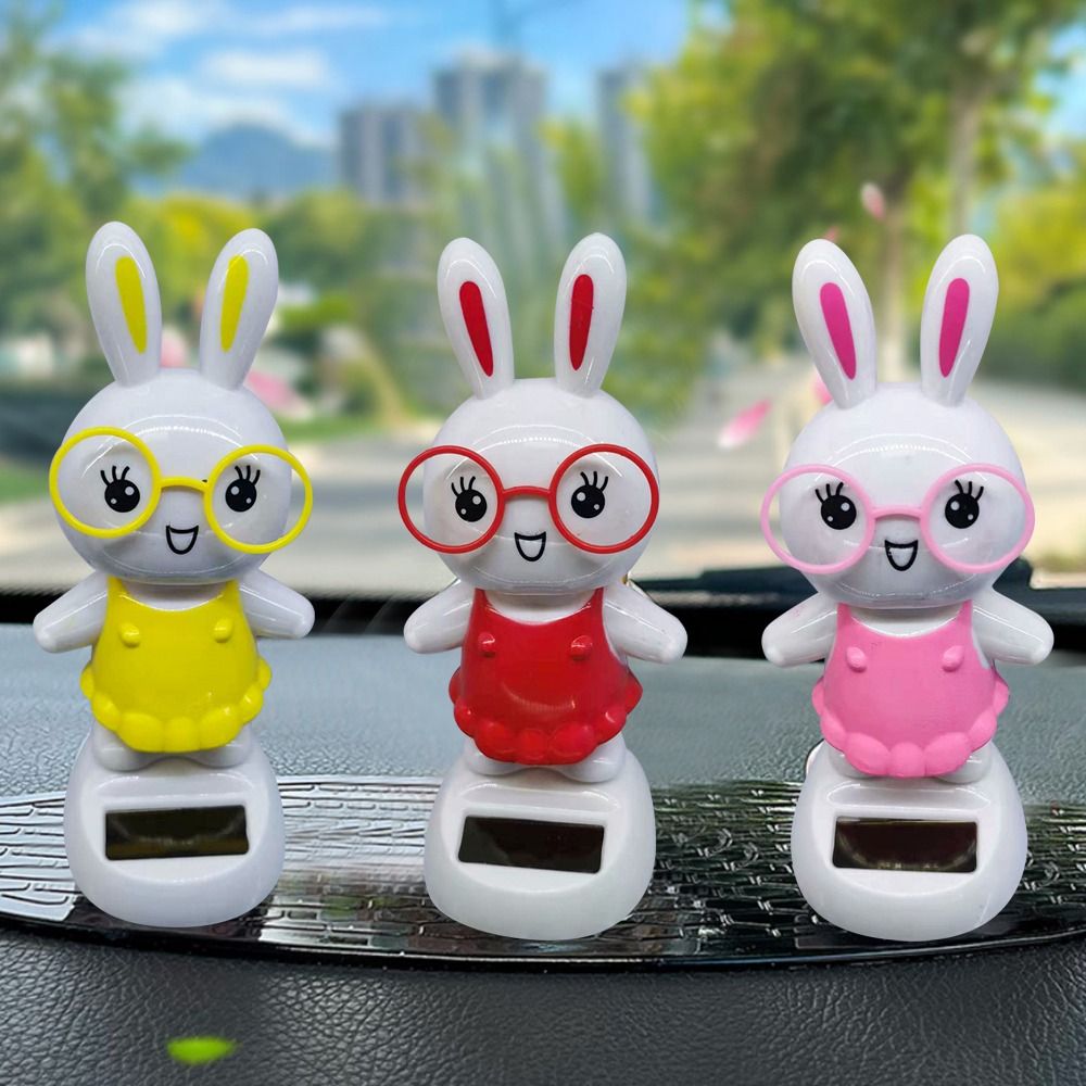 Bilpanelen Toys Cute Swinging Rabbit Dancer Solar Powered Toy Car Interior Ornament Solar Dancing Toys Desk Windows Bill