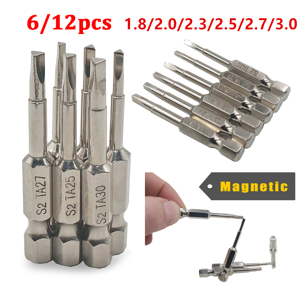 6/12pcs 50mm Triângulo magnético Fejura Bits de aço S2 Aço 1/4 polegada Héxade