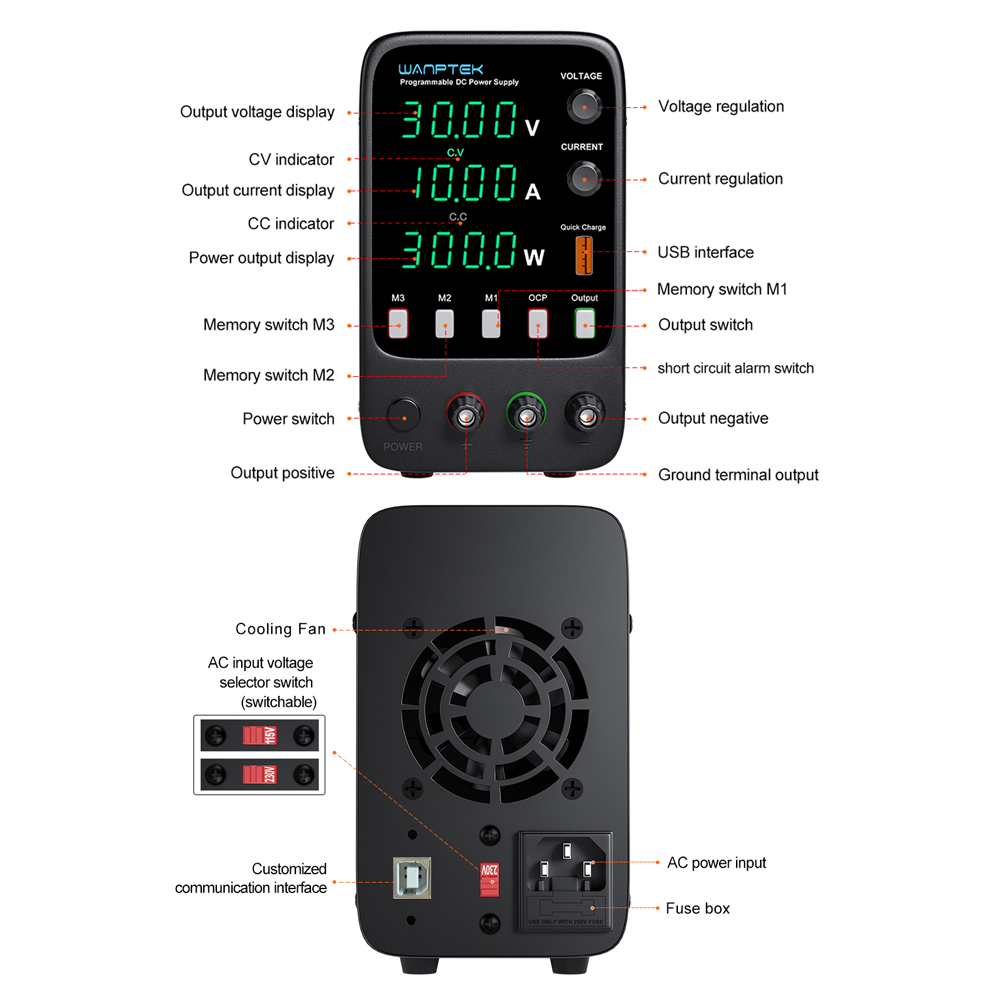 Fonte de alimentação de laboratório DC 30V 10A 60V 5A Ajuste da fonte de energia do laboratório ajustável interruptor estabilizado 120V 3A 160V 2A para PC Connect 220V 110V