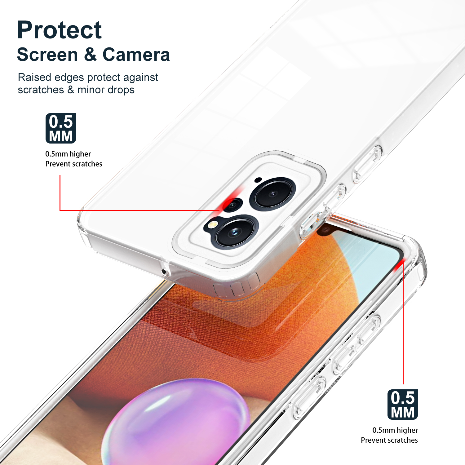 3 IN 1 Frame Clear Case for OPPO Realme 9i A36 A76 A96 4G Luxury Armor Shockproof Soft Edges Hard Phone Cover Realme9i OPPOA76