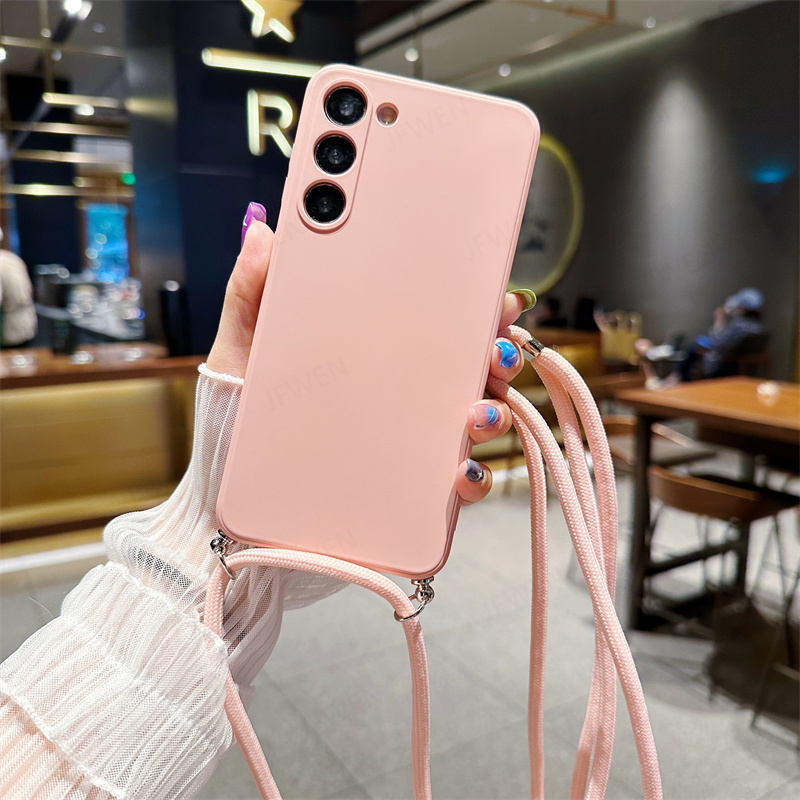 Cas de longe de lanière à bandoulière pour Samsung Galaxy S10 S9 S8 plus S10E Note 10 plus 9 Silicone Soft TPU Couvercle arrière