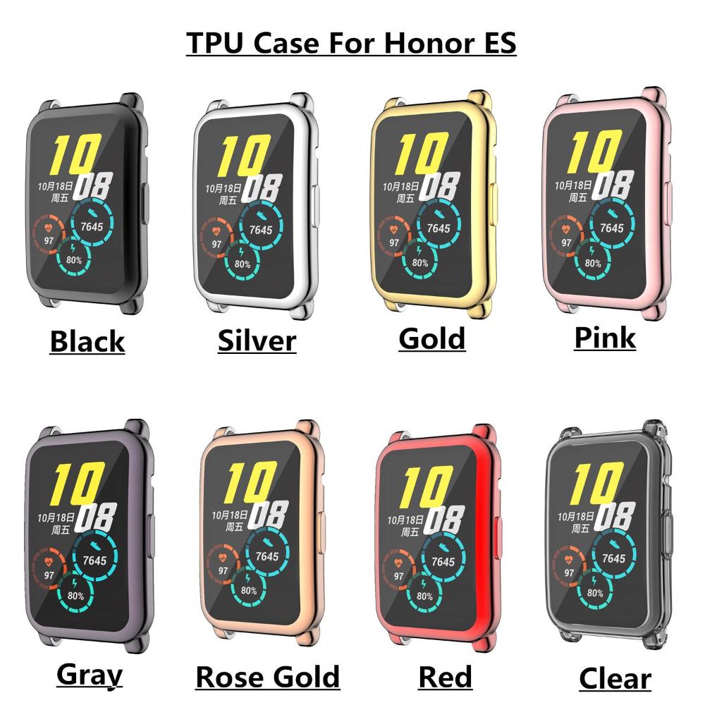 Cadre de bord de placage en verre doux TPU Protection de protection de la montre de pare-chocs Couvercle de protecteur d'écran pour Huawei Honor Watch es