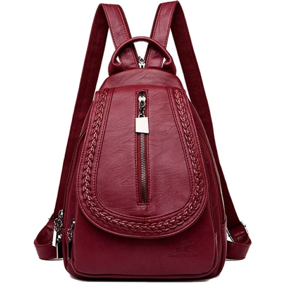 Women Leather Backpacks Zipper Female Chest Bag Sac a Dos Travel Back Pack Ladies Bagpack Mochilas School Bags For Teenage Girls Y2719