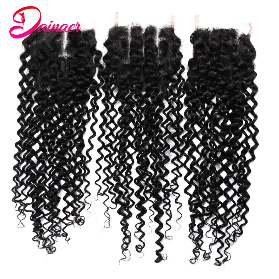 Brésilien Afro Kinky Curly Bundles Bundles à cheveux humains avec fermeture 4x4 partie gratuite Remy Hair Extneisons 4BUNDLES AVEC LA CLOSE