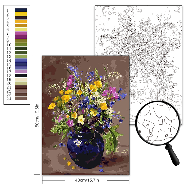 Dipinto a olio fai -da -te fotocustom numeri fiori disegni dipinti a mano kit di tela decorazione casa immagini di colorare numero