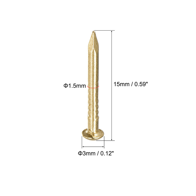 真鍮の小さなミニネイル1.5x15mm丸い頭の小さな真鍮爪diy家具ヒンジのドラム木製ジュエリーボックス