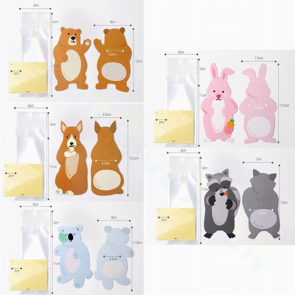 10-Animal Sacs-cadeaux mignons sacs de bonbons baby shower anniversaire de fête de biscuits sacs Bear Candy Box Cartes de voeux populaires lapin