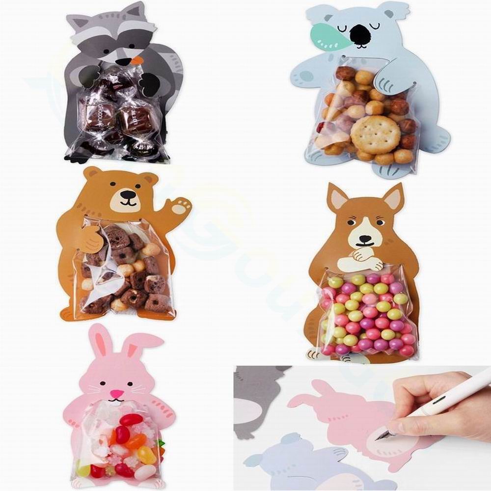 10-20ps Animali sacchetti regalo carini sacchetti di caramelle borse feste di compleanno baby shower orso biglietti d'auguri di auguri popolari coniglio popolare