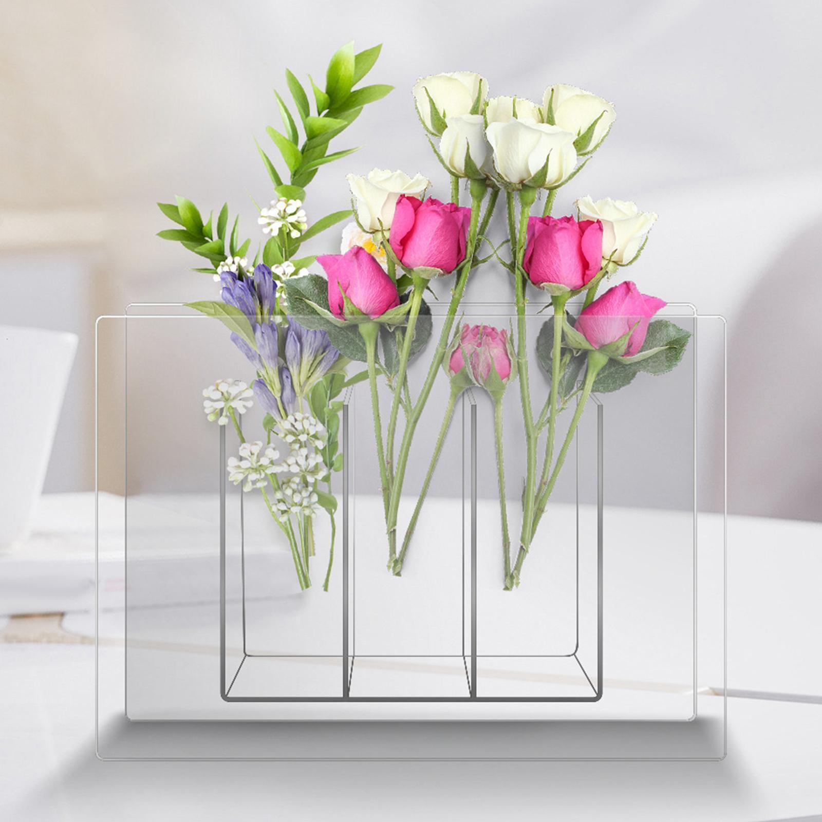 Clear Acrylic Vase Desktop Vase Bookshelf Decor Book Shape Vase Flower Arrangement Ware for Hotel Home Office Wedding Decoration