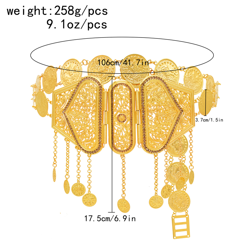 Золотые афганские женщины -тела цепей цыганной резной монеты с кисточками страза очарует кузов ювелирные изделия богемные этнические цепи живота
