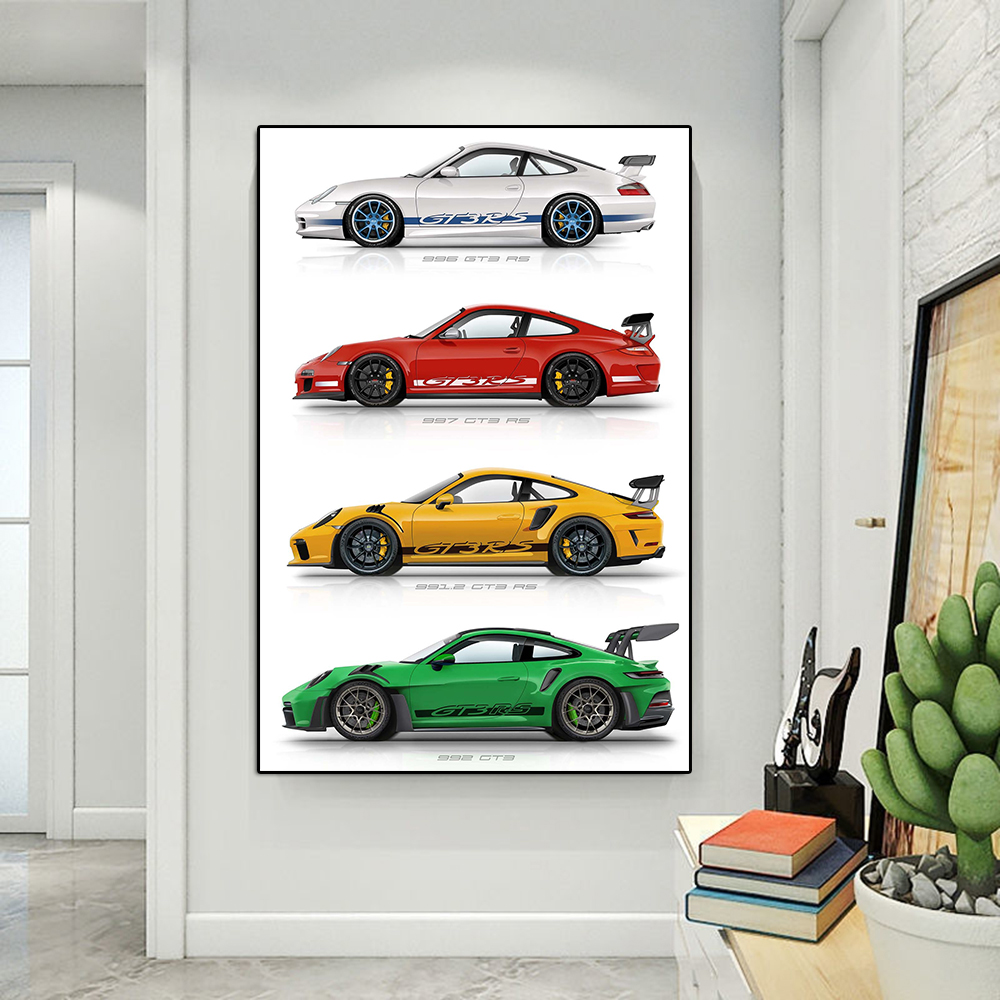 MODERNE LUXURY SPORTING Car 991 GT3 Affiche et imprimé 996 RS Racing Toile Peinture Supercar Watercolor Wall Art Picture Room Decor
