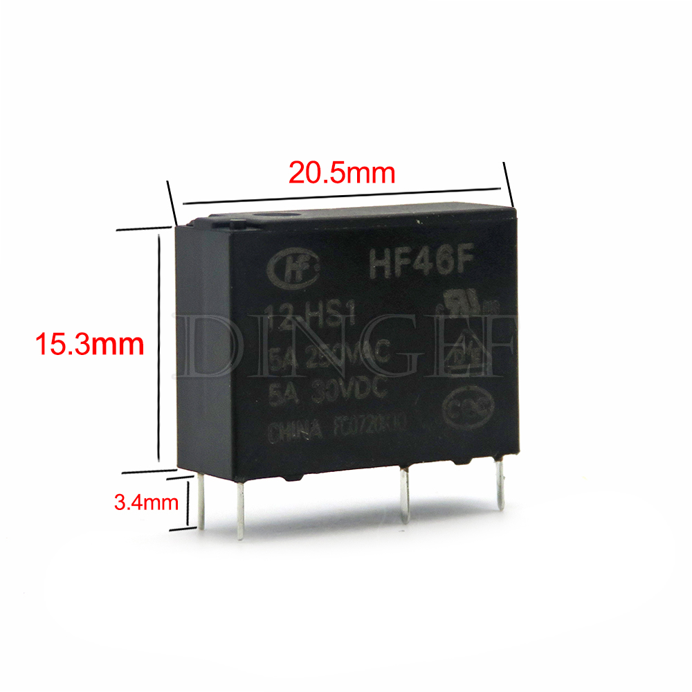 5V 12V 24V DC 30VDC Power Relays HF46F-005-HS1 HF46F-012-HS1 HF46F-024-HS1 5-HS1 12-HS1 24-HS1 5A 250VAC 4PIN