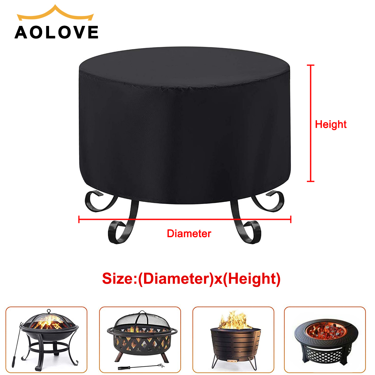 Waterdichte patio vuurplaats deksel zwarte UV Protector Grill BBQ Shelter Outdoor Garden Yard Round BBQ Cover Cover meubels covers